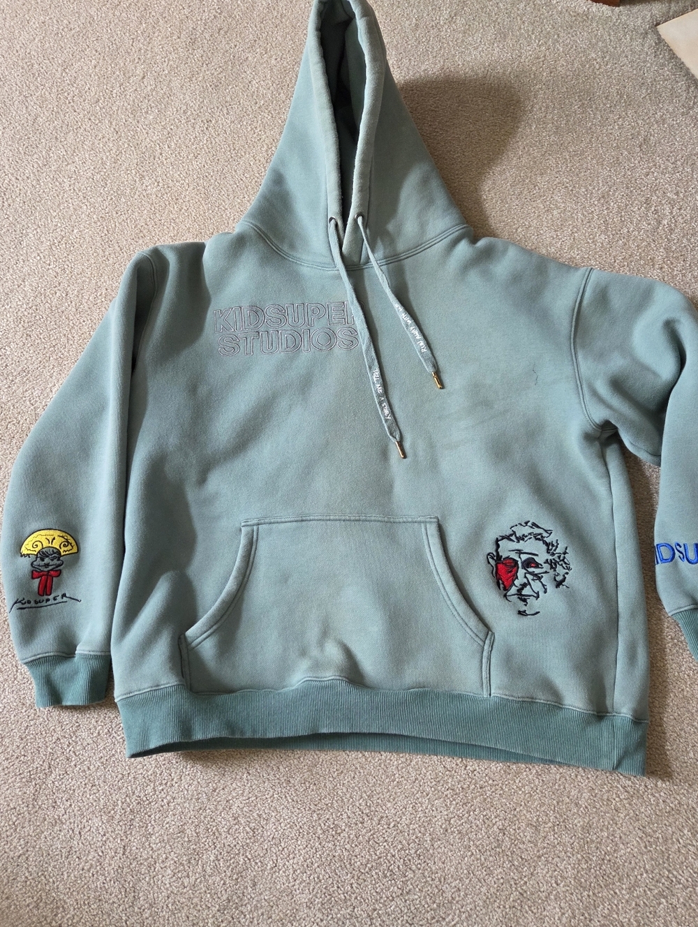 Kidsuper studios heavyweight green hoodie men’s XL Embroidered. See all photos.